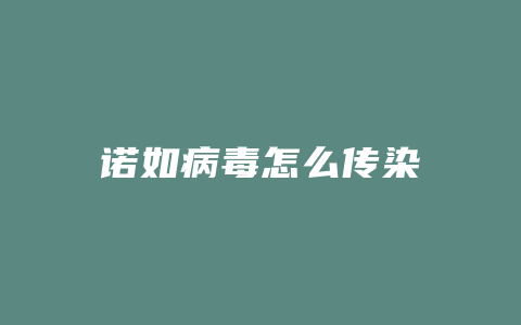 诺如病毒怎么传染