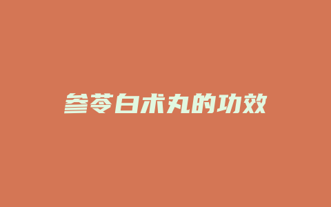 参苓白术丸的功效