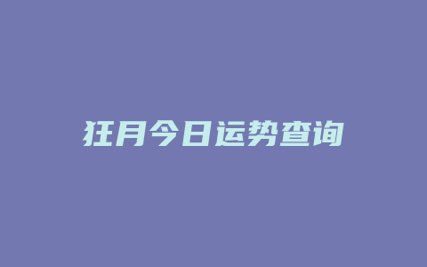 狂月今日运势查询