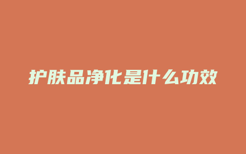 护肤品净化是什么功效