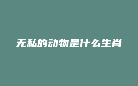 无私的动物是什么生肖