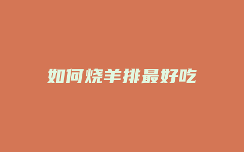 如何烧羊排最好吃