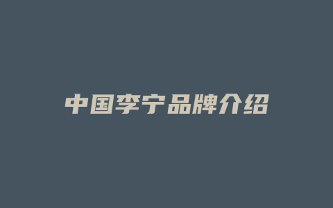 中国李宁品牌介绍