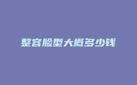 整容脸型大概多少钱