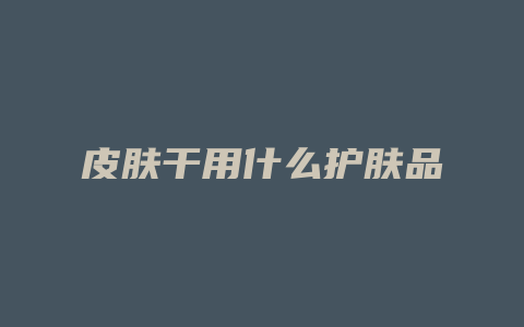 皮肤干用什么护肤品