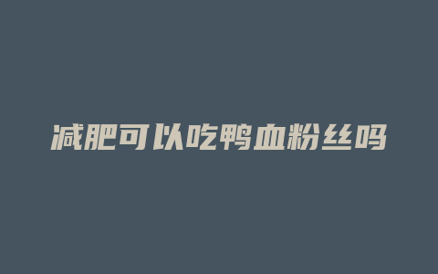减肥可以吃鸭血粉丝吗